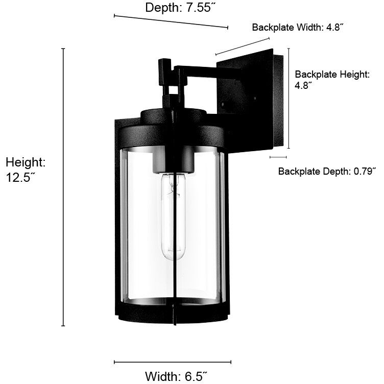 Ellway 1 Light 12.5 inch Textured Black Outdoor Wall Sconce